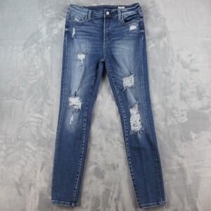 Bridge by GLY High Rise Skinny Jeans Blue Distressed Denim BG5487R Womens 30
